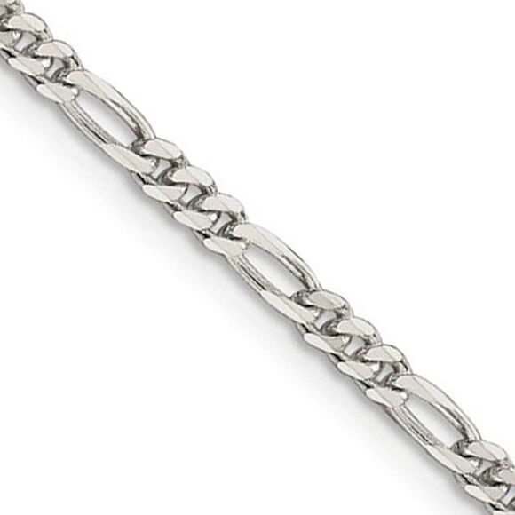 2.8mm Sterling Silver, Solid Figaro Chain Necklace, 22 Inch - Picture 1 of 8